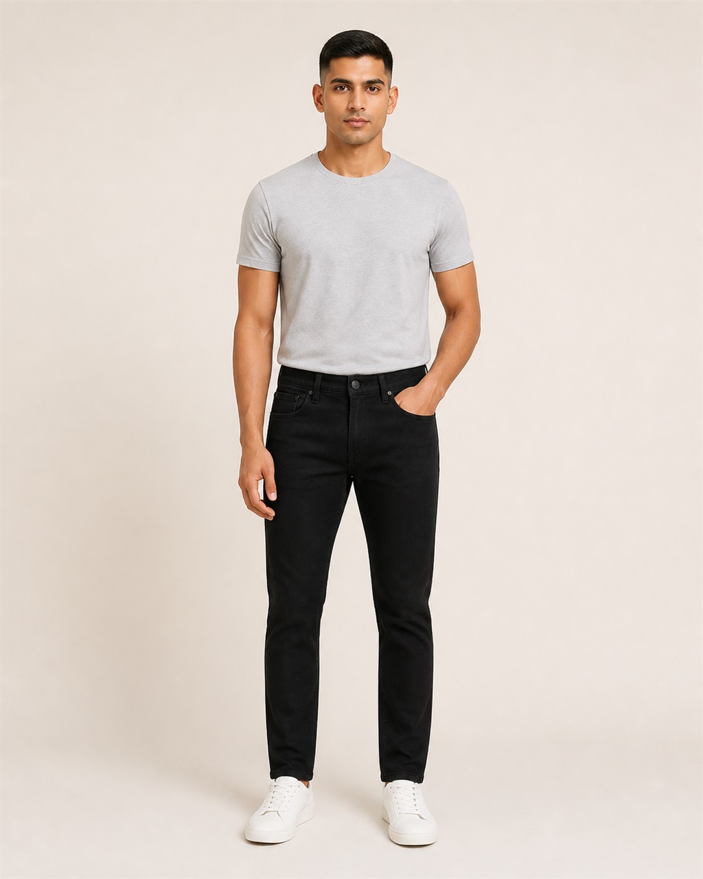 Men's Clean Dark Black Denim Jeans - No Fade