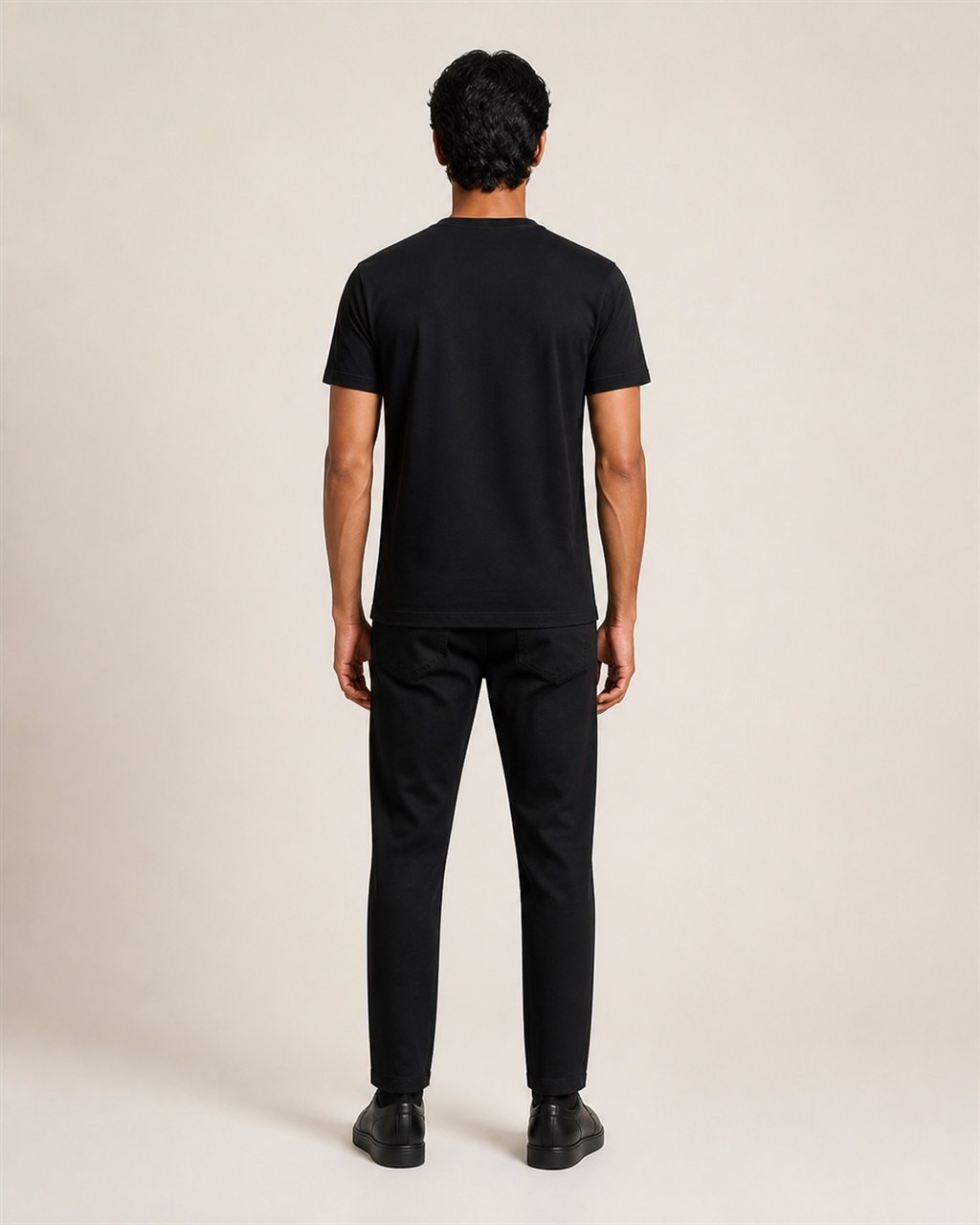 Men's Essential Plain Cotton Crew-Neck T-Shirt — 15 Colours — back view