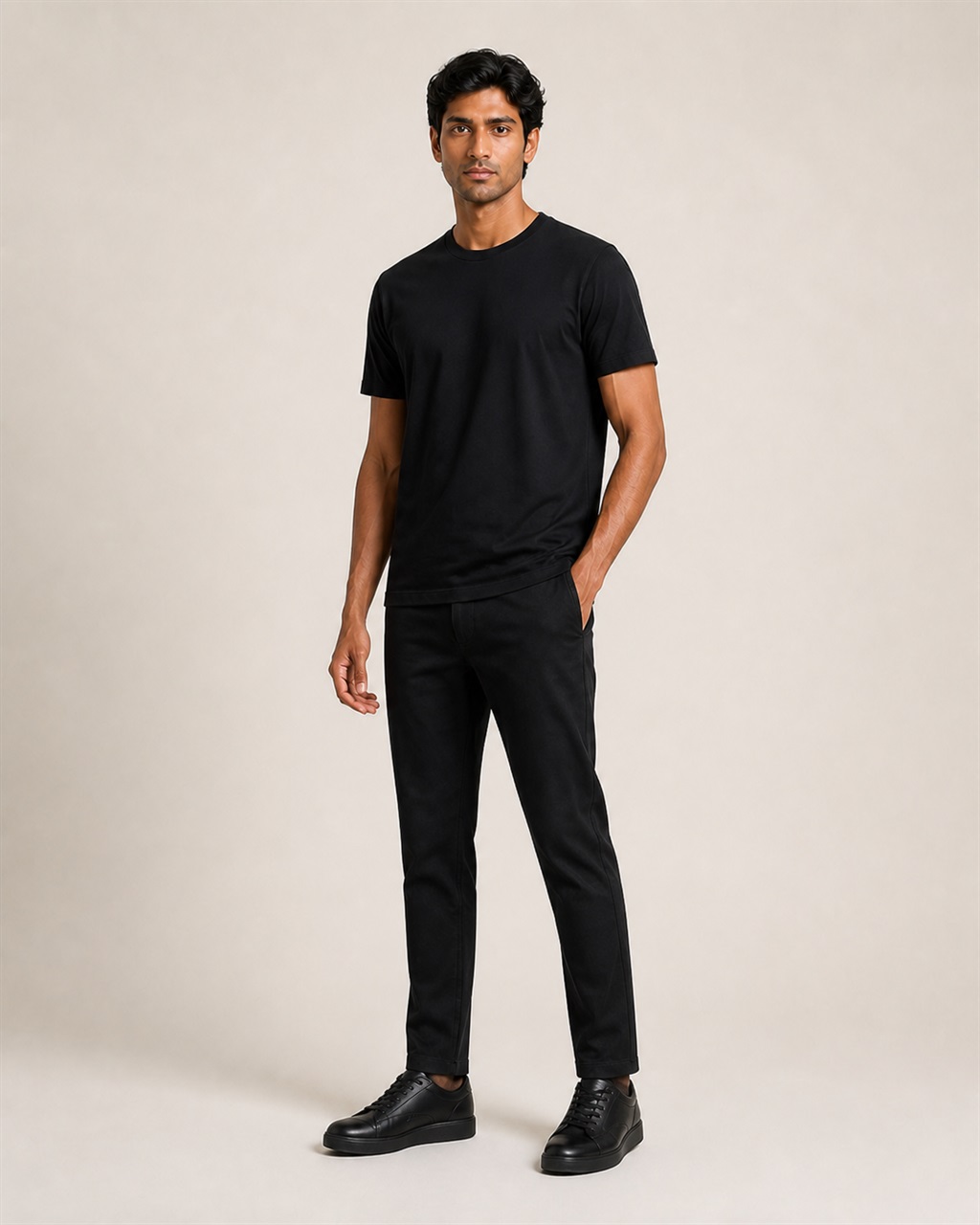 Men's Essential Plain Cotton Crew-Neck T-Shirt — 15 Colours detail view