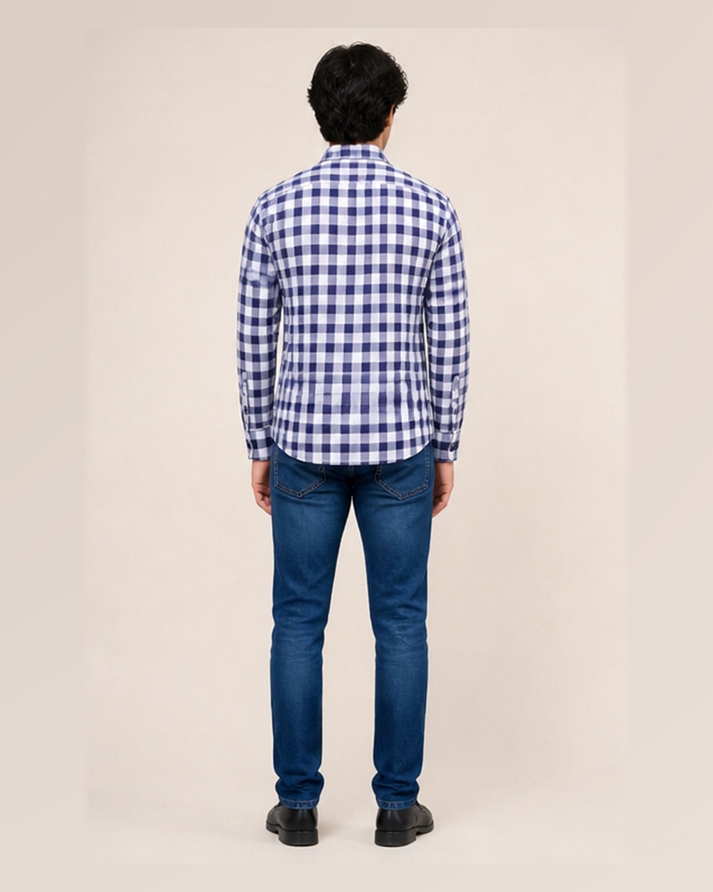 Chic Purple and White Checks Shirt – Export Quality Fashion and Comfort Combined — back view