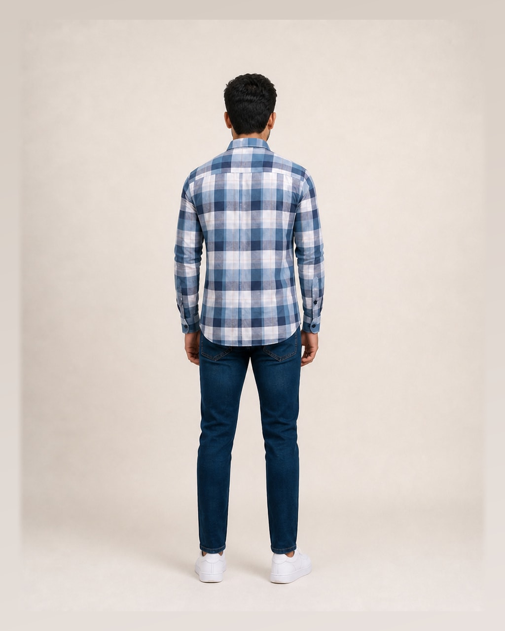 Chic Checks Shirt – Export Quality Fashion and Comfort Combined — back view