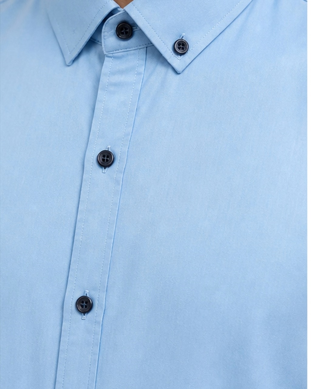 Sleek & Stylish – Sky Blue Plain Casual Shirt for Men detail view
