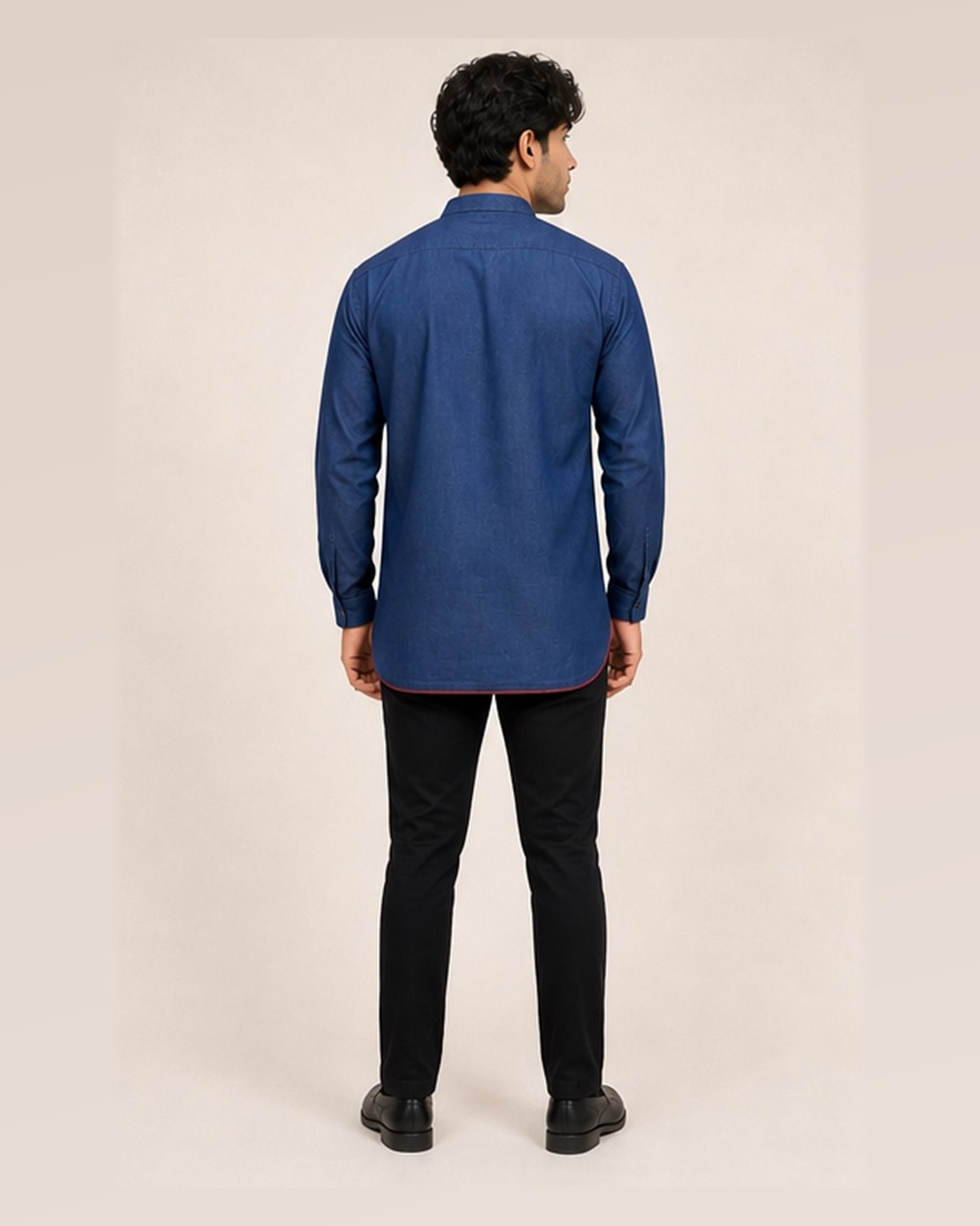 Men Blue Solid Straight Kurta – Embrace Style and Comfort! — back view