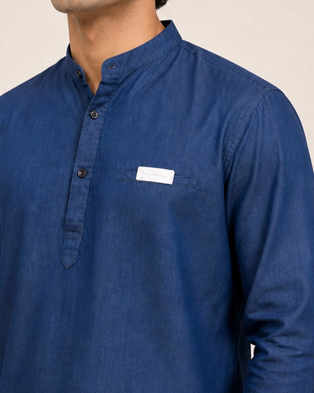 Men Blue Solid Straight Kurta – Embrace Style and Comfort! detail view