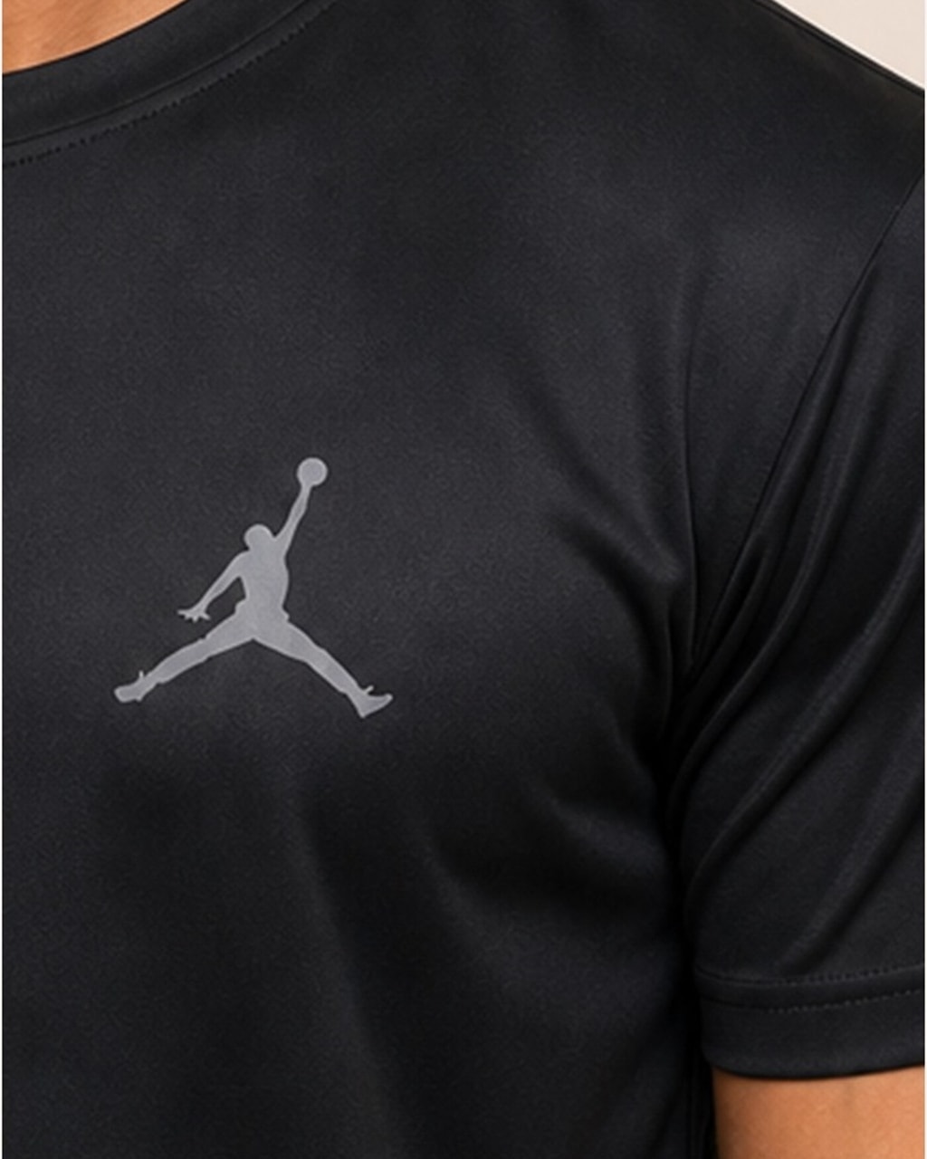 Reflective Logo Black Dry Fit Tee closeup view