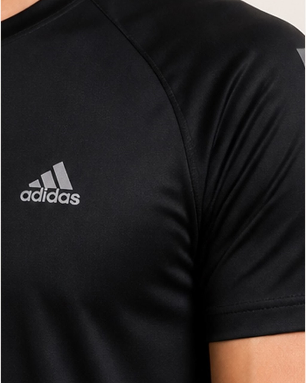 Reflective Logo Black Dry Fit Tee closeup view