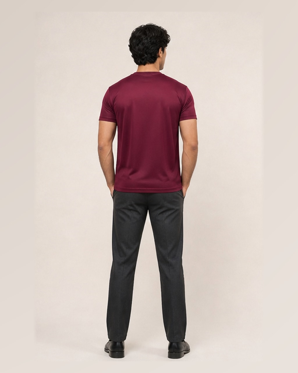 Reflective Logo Maroon Dry Fit Tee — back view