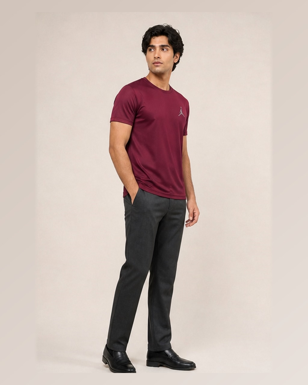 Reflective Logo Maroon Dry Fit Tee side view