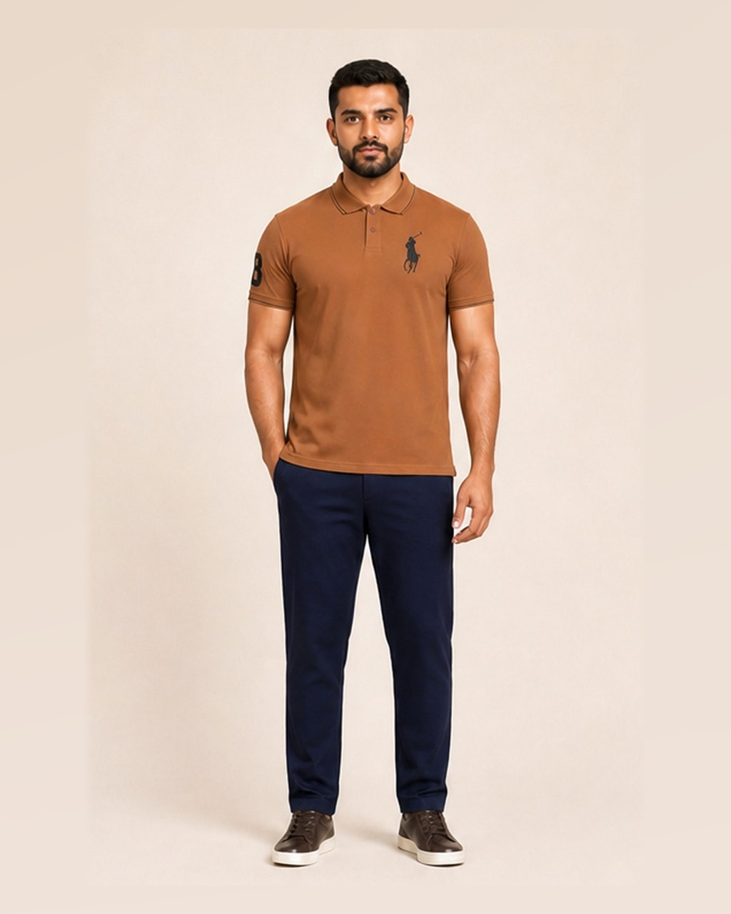 Sleek & Classic: Plain Brown Polo T-Shirt for Men