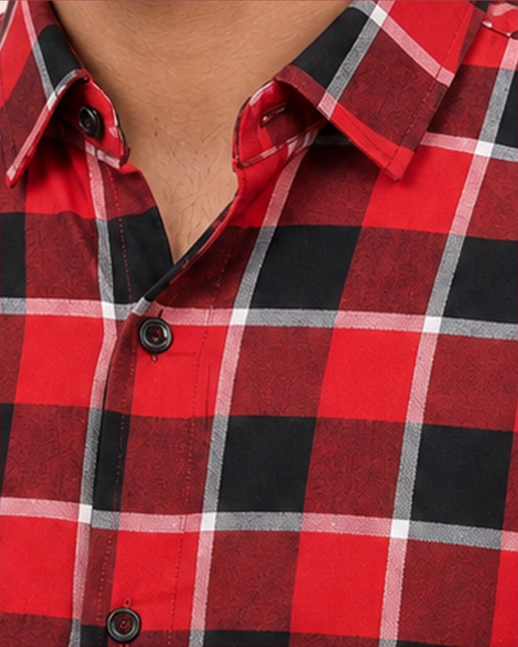 Chic Black and Red Checks Shirt – Export Quality Fashion and Comfort Combined closeup view