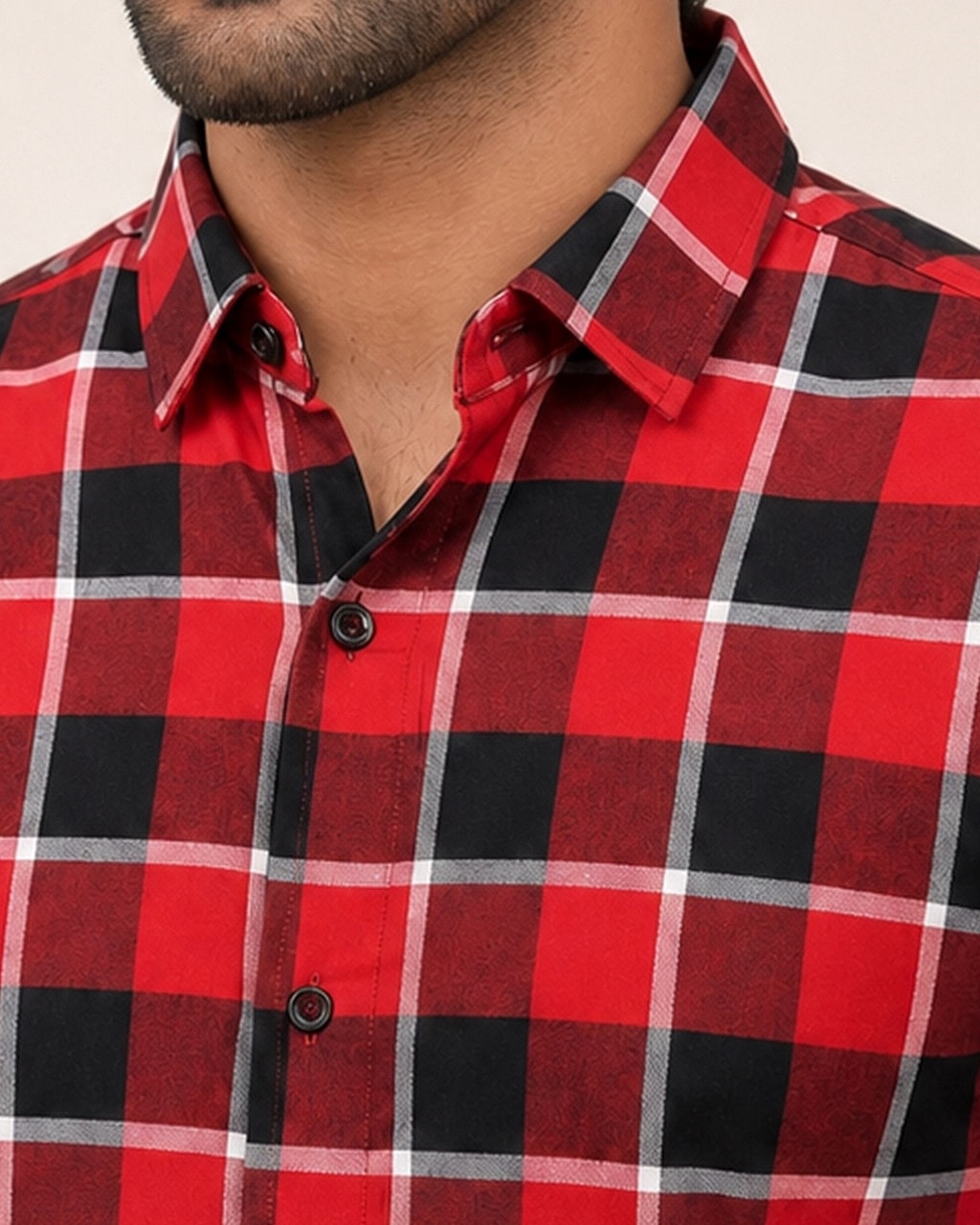 Chic Black and Red Checks Shirt – Export Quality Fashion and Comfort Combined detail view