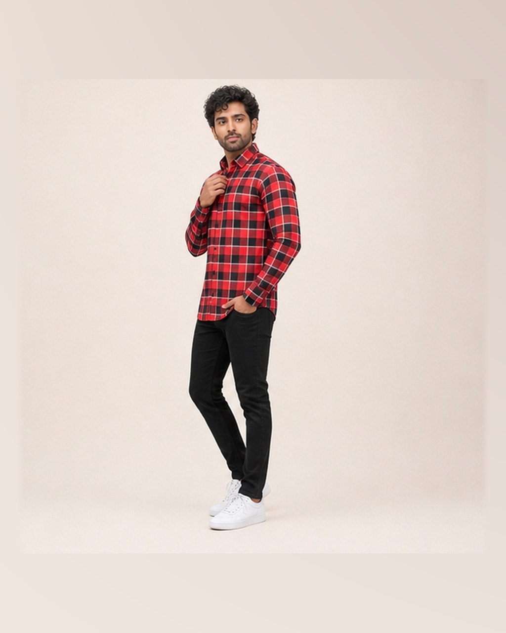 Chic Black and Red Checks Shirt – Export Quality Fashion and Comfort Combined side view