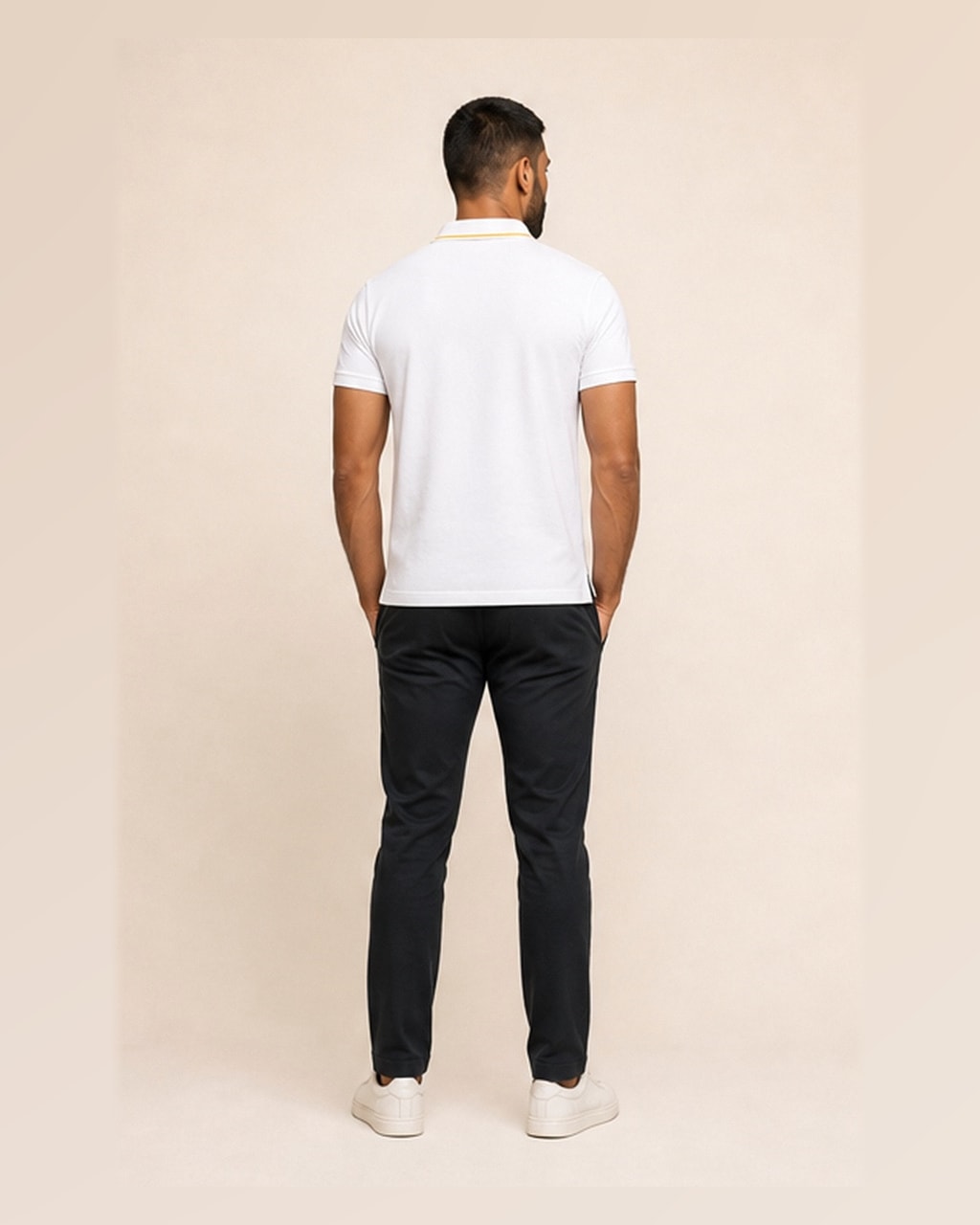 Hackett Lions Patch Classic Fit White Premium Polo — back view