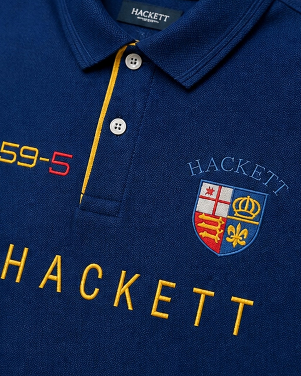 Hackett Lions Patch Classic Fit Navy Blue Premium Polo detail view