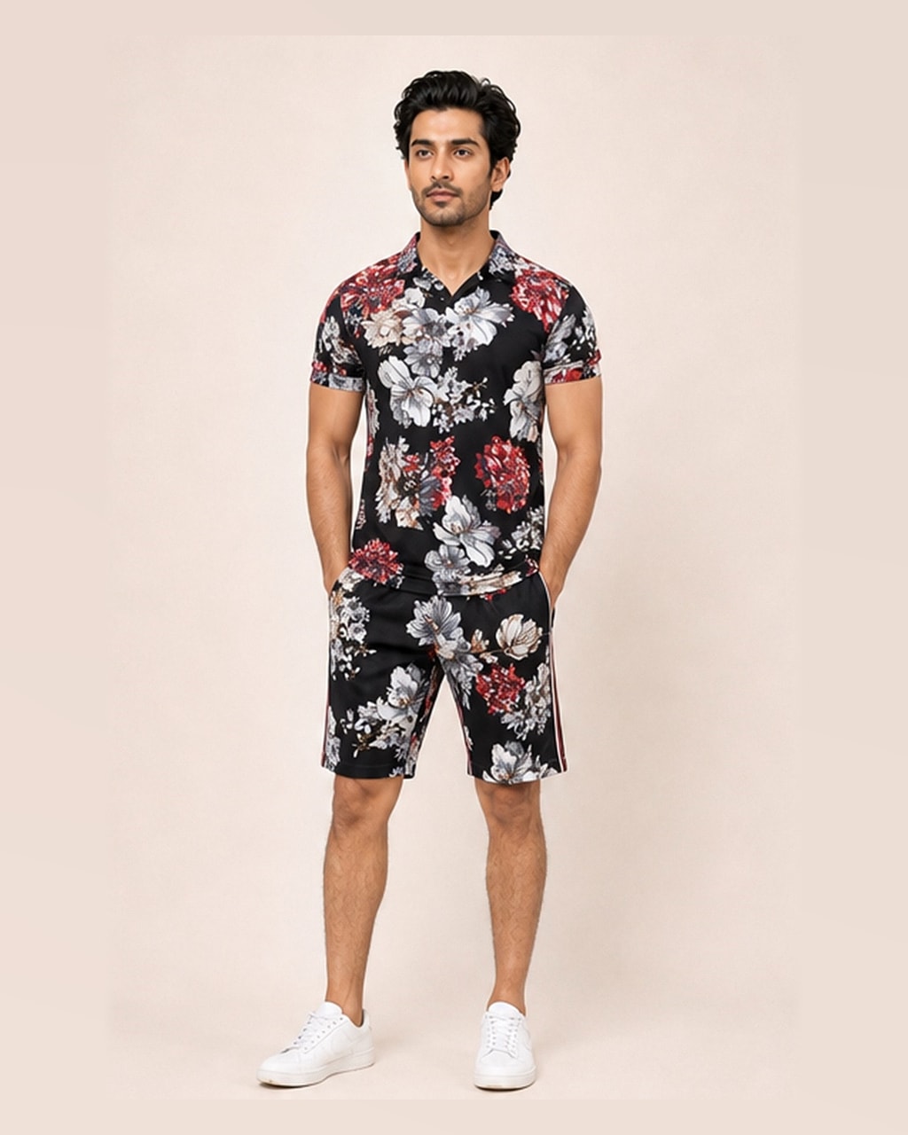 Floral Vibes – Men’s Short Sleeve Top and Shorts Tracksuit Set
