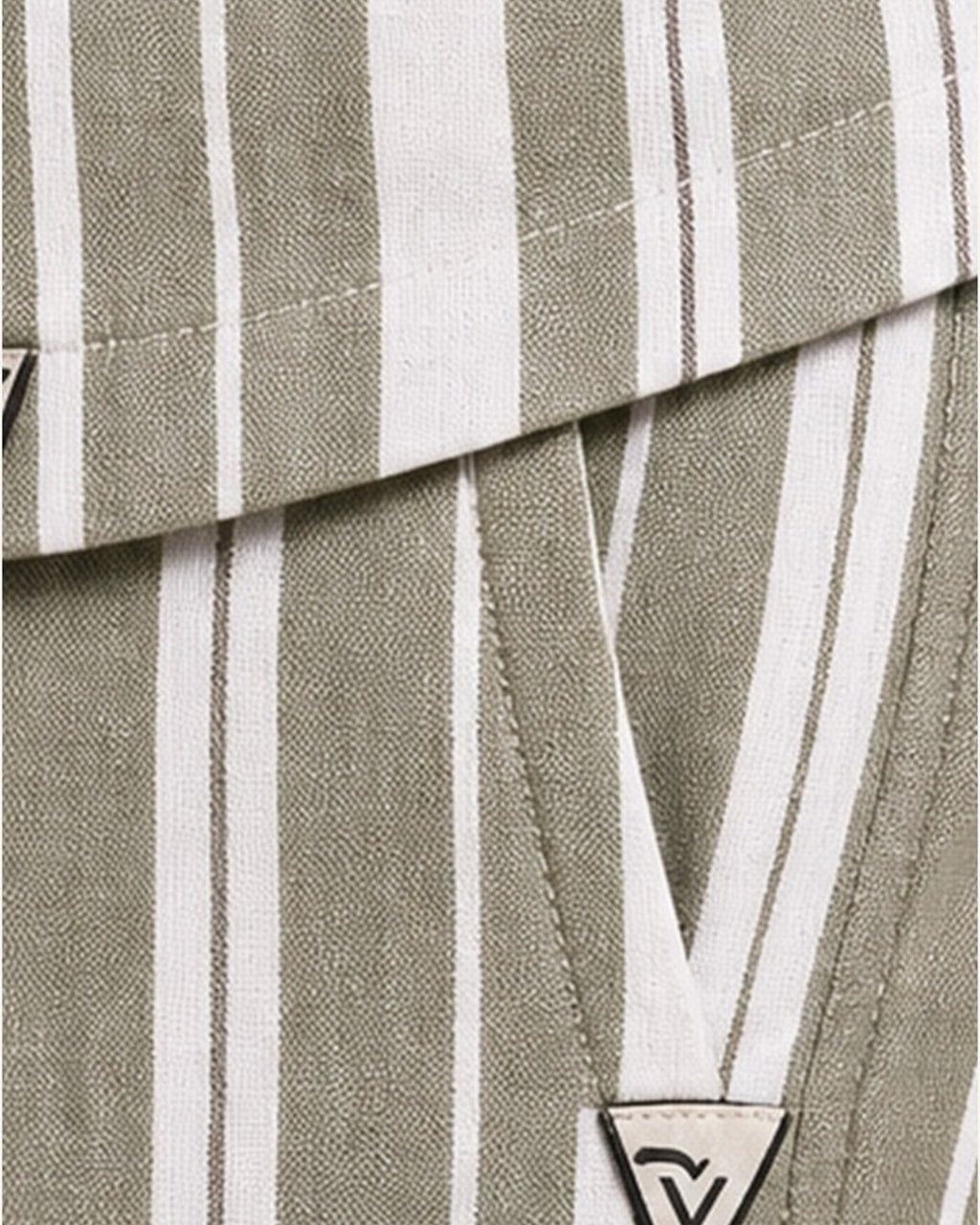 Stay Cool and Stylish – Men’s Striped Tracksuit Short Sleeve Top and Shorts closeup view