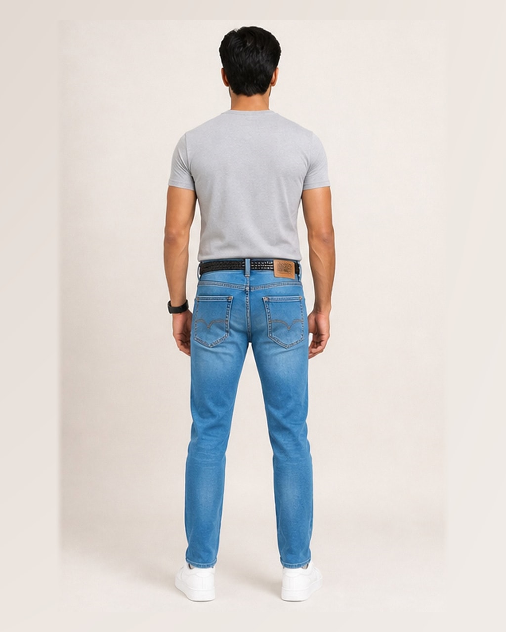 FlexFit Sky Blue Faded Denim Jeans – Ultimate Style Upgrade! — back view