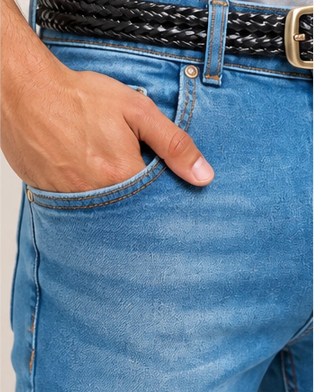 FlexFit Sky Blue Faded Denim Jeans – Ultimate Style Upgrade! closeup view