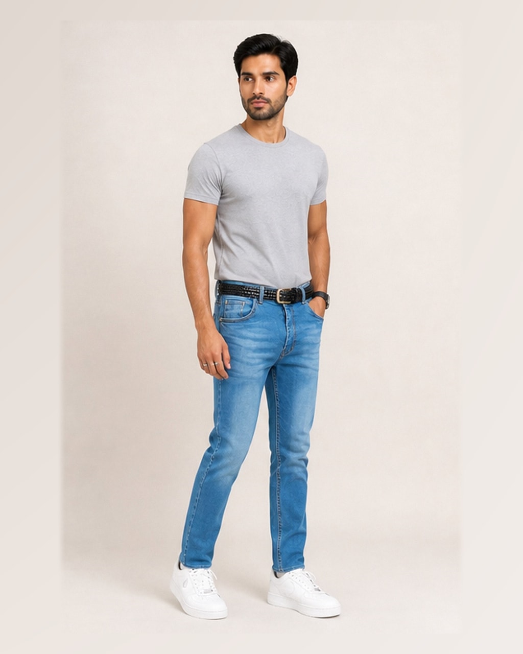 FlexFit Sky Blue Faded Denim Jeans – Ultimate Style Upgrade! side view