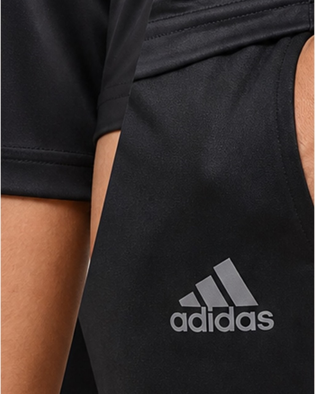 Reflective Logo Round Neck Black Tracksuit closeup view