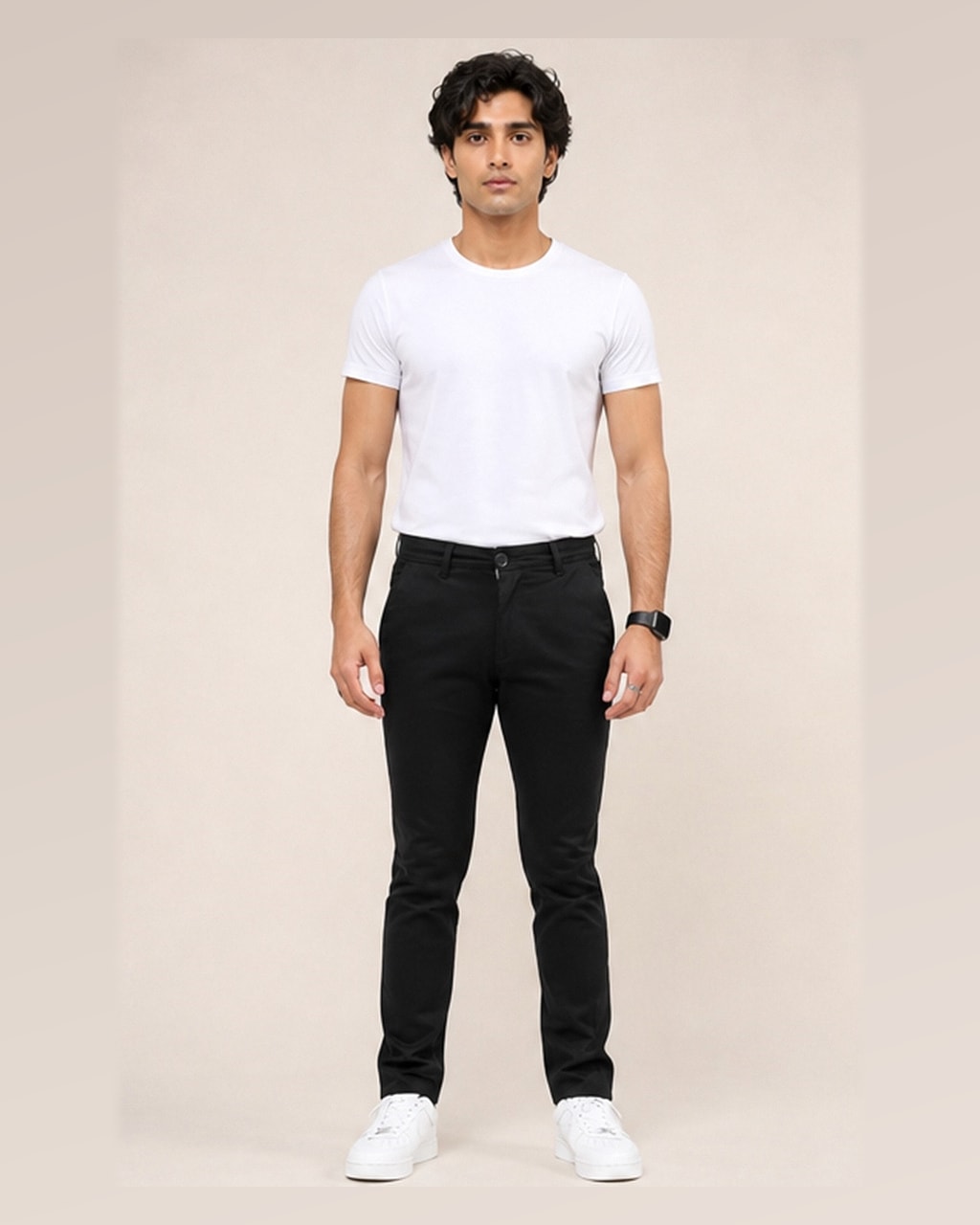 Trendy Men’s Cotton Chinos Black Dress Pant