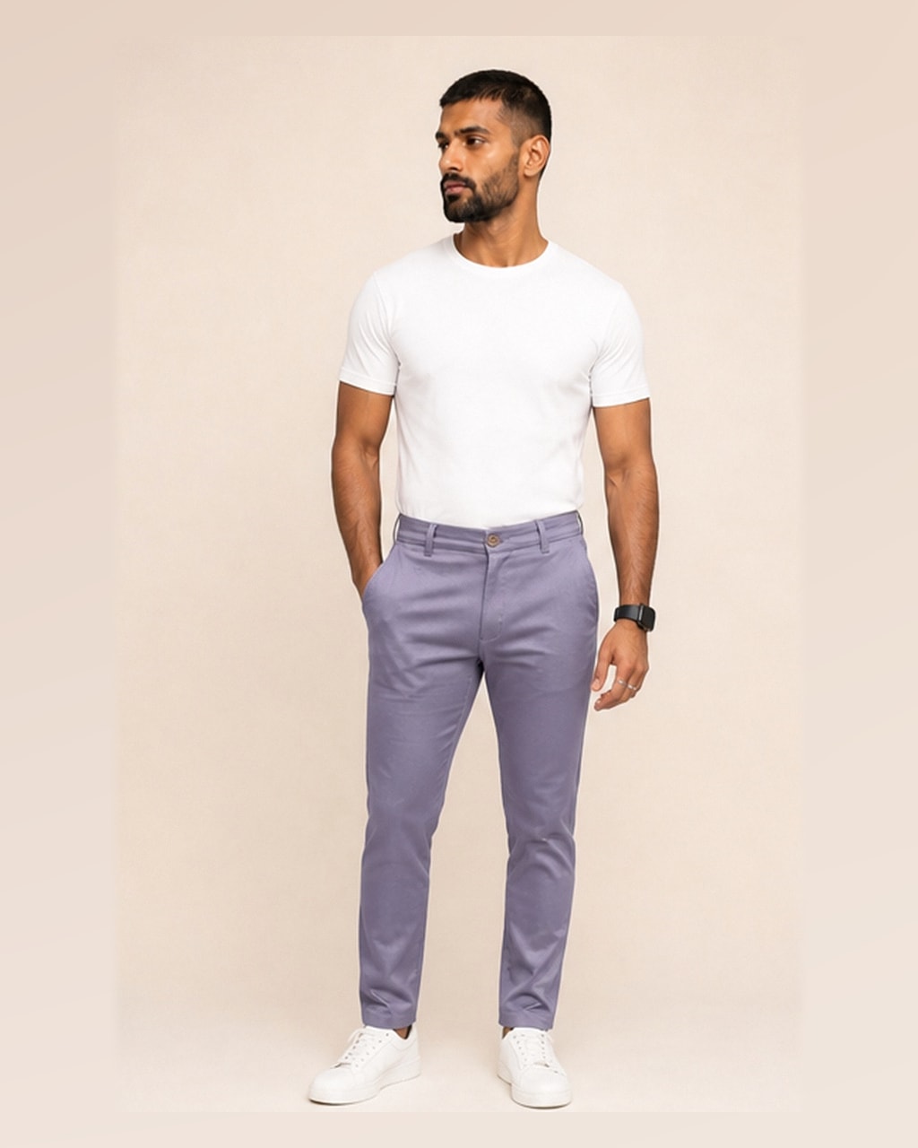 Trendy Men’s Cotton Chinos Purple Light Dress Pant