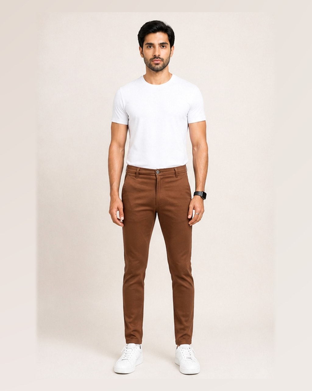 Trendy Men’s Cotton Chinos Brown Dress Pant
