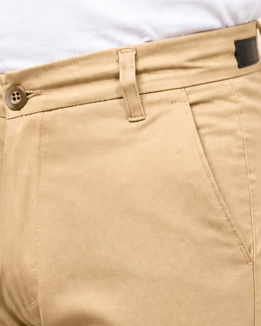 Trendy Men’s Cotton Chinos Camel Beige Dress Pant detail view