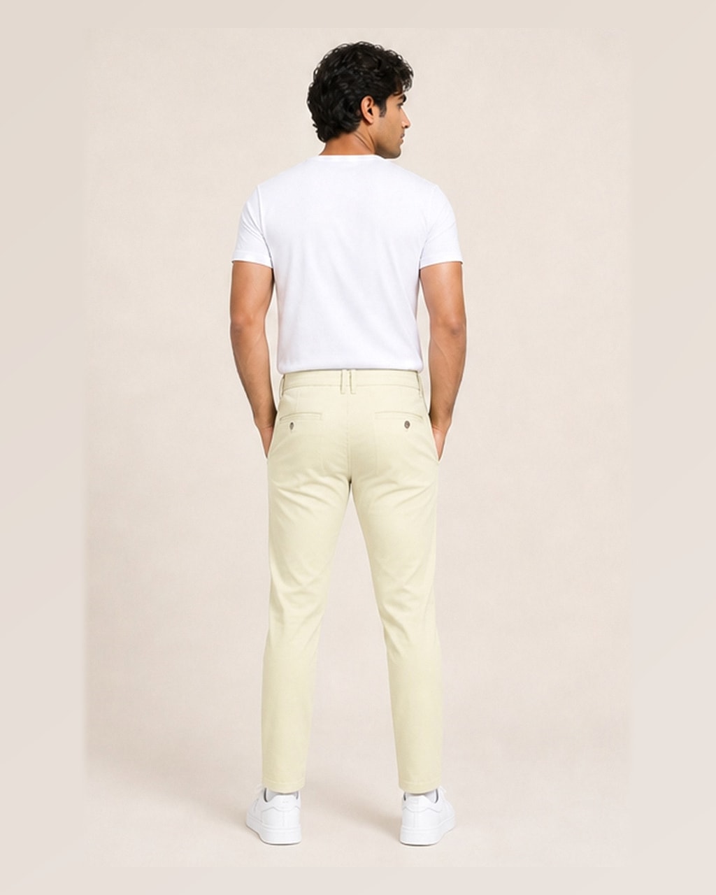 Trendy Men’s Cotton Chinos Camel Light Dress Pant — back view