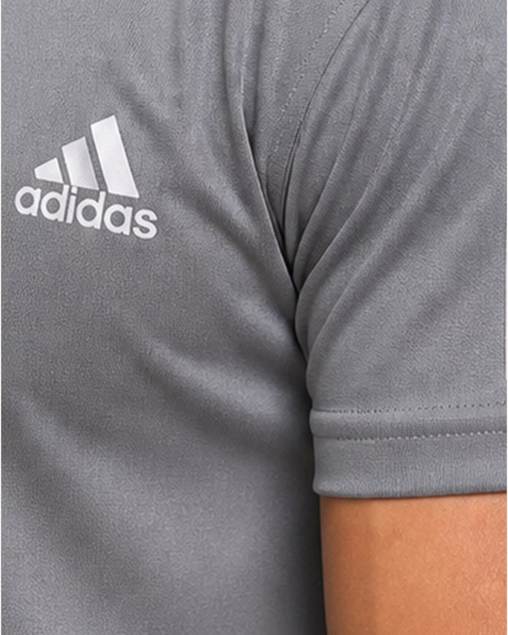 Reflective Logo Round Neck Gray Tracksuit closeup view