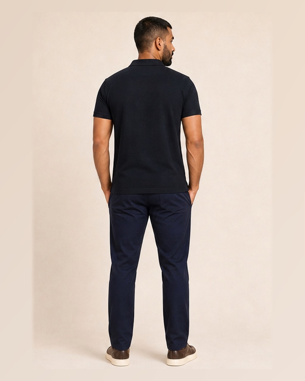 Hackett Lions Patch Classic Fit Black Premium Polo — back view