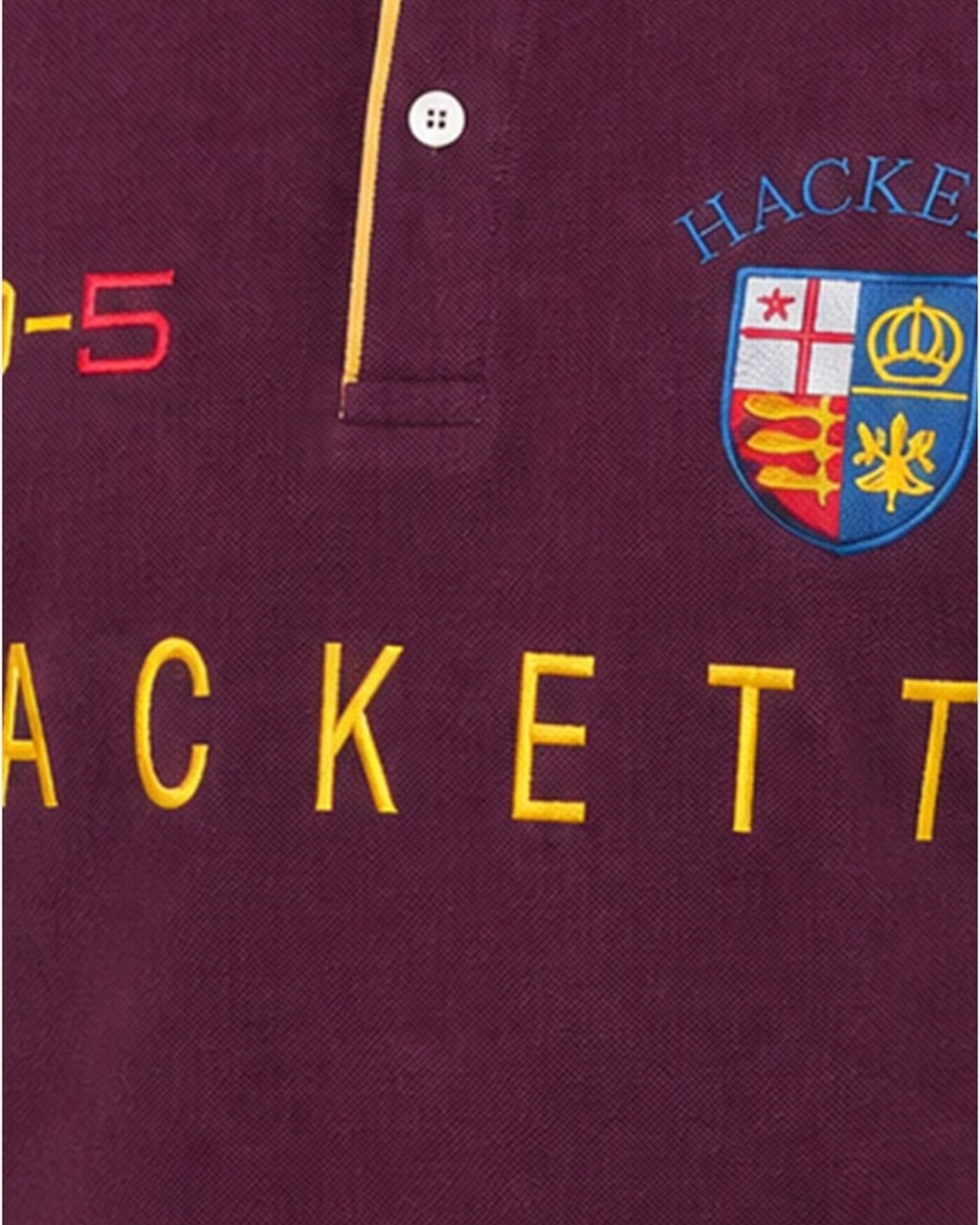 Hackett Lions Patch Classic Fit Maroon Premium Polo closeup view