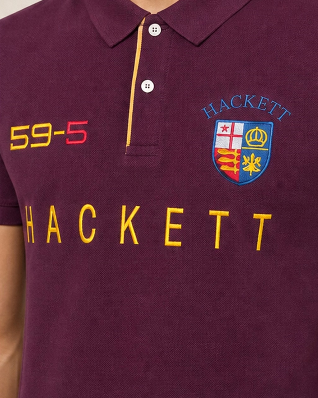 Hackett Lions Patch Classic Fit Maroon Premium Polo detail view