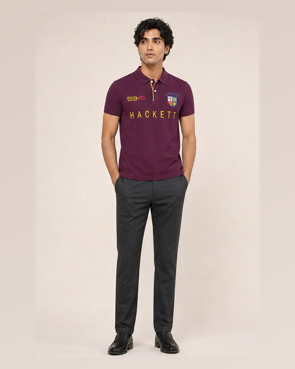 Hackett Lions Patch Classic Fit Maroon Premium Polo