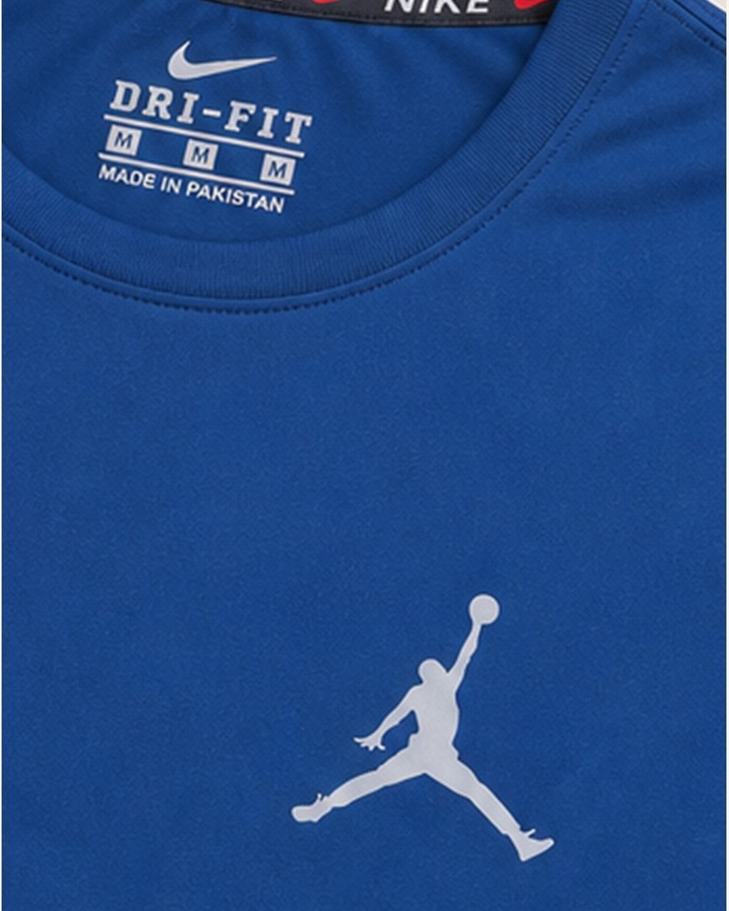 Reflective Logo Blue Dry Fit Tee closeup view