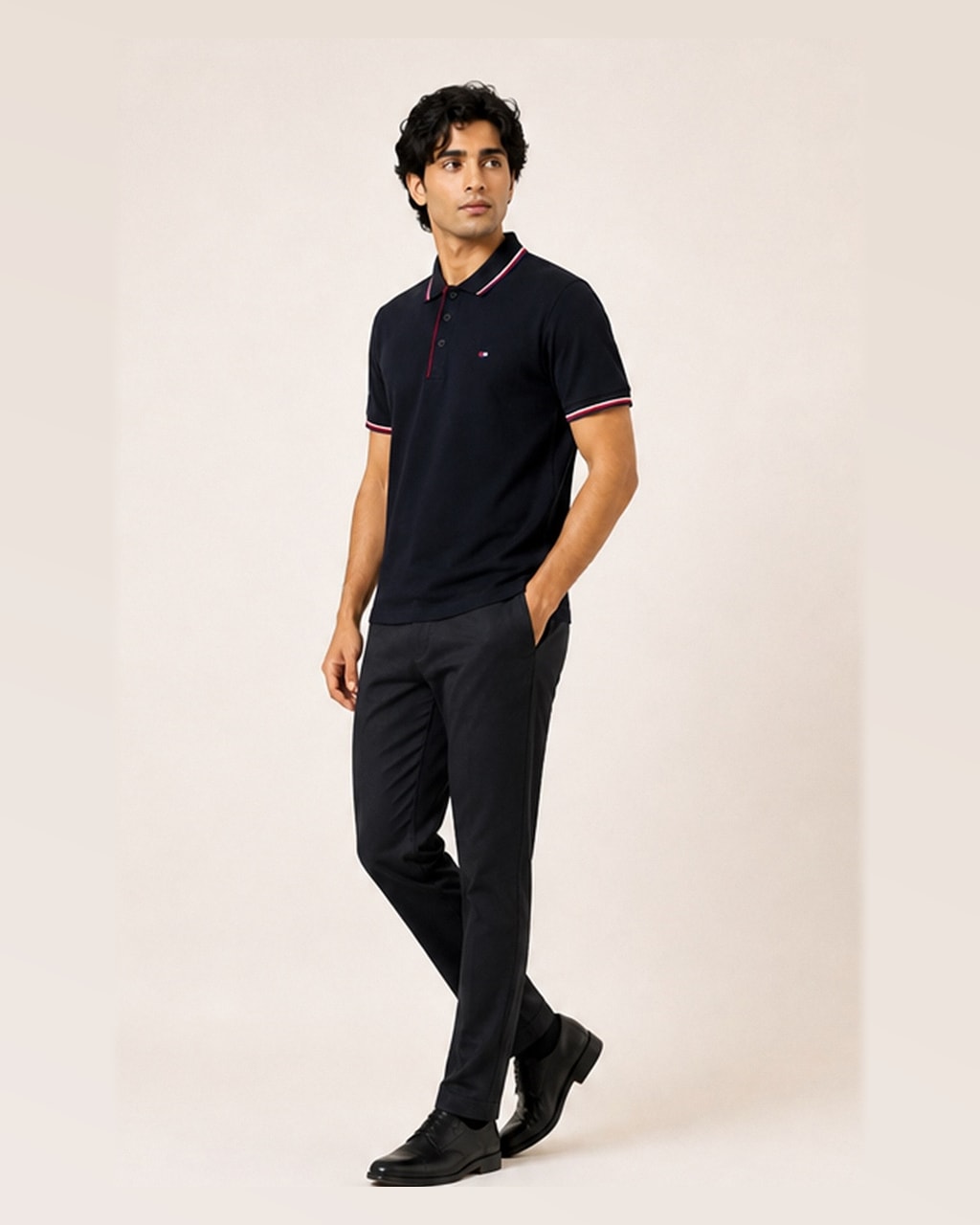 Tommy Premium Plain Black Polo T-Shirt for Men side view