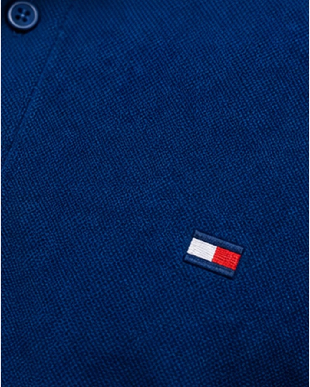 Tommy Premium Plain Blue Polo T-Shirt for Men closeup view