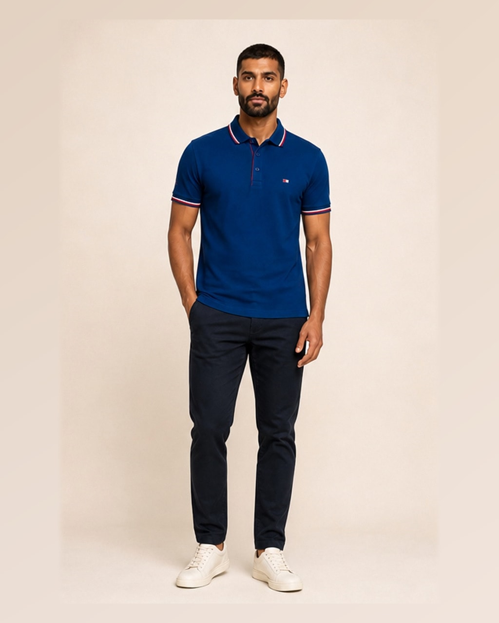Tommy Premium Plain Blue Polo T-Shirt for Men