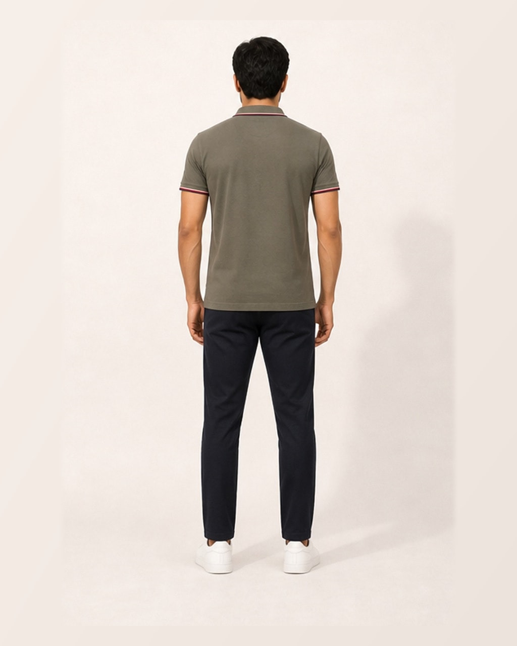 Tommy Premium Plain Smokey Grey Polo T-Shirt for Men — back view