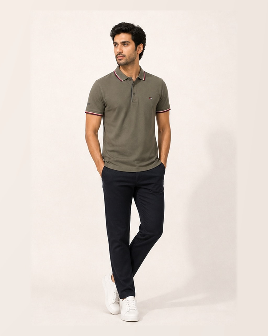 Tommy Premium Plain Smokey Grey Polo T-Shirt for Men side view