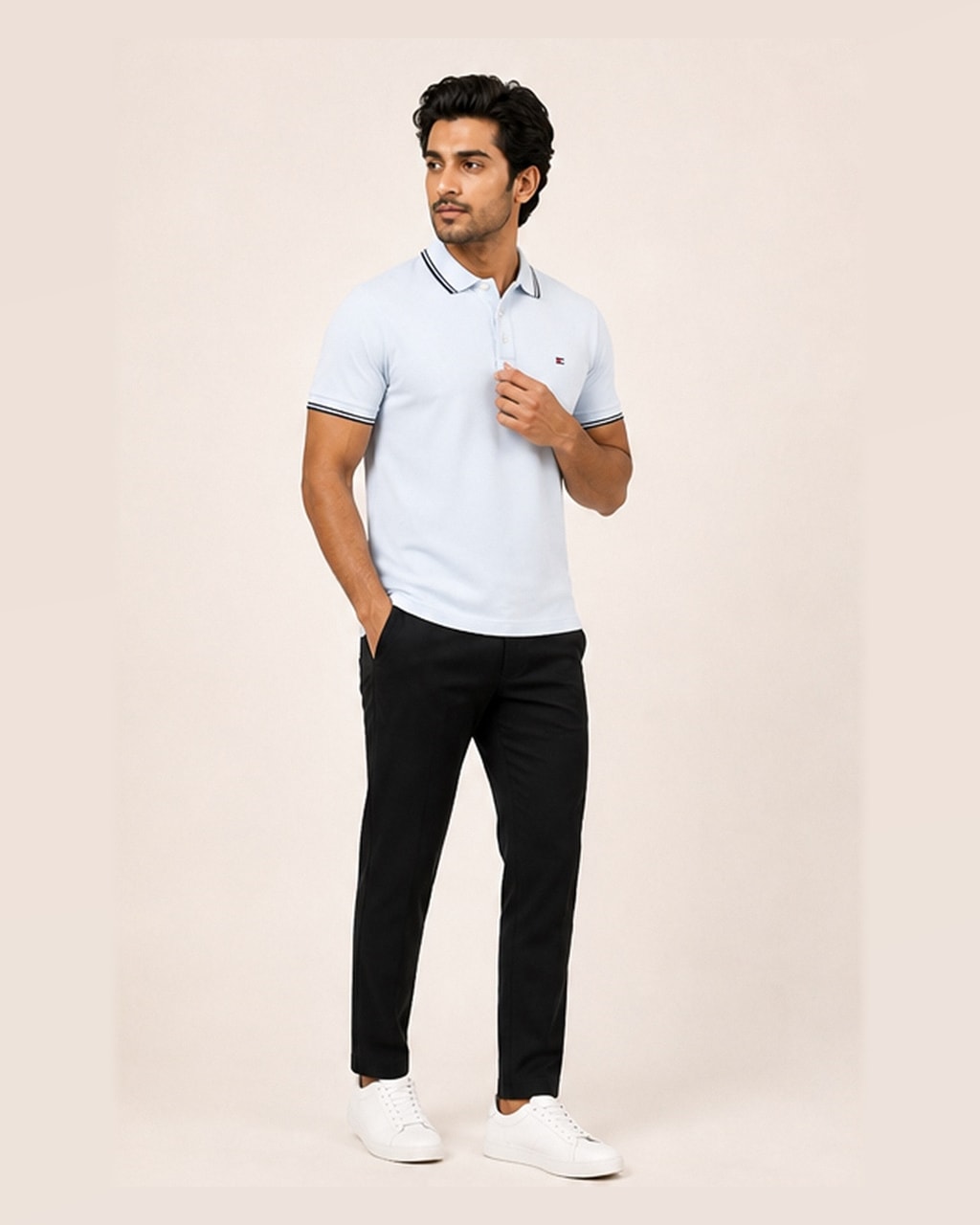 Tommy Premium Plain White Polo T-Shirt for Men side view