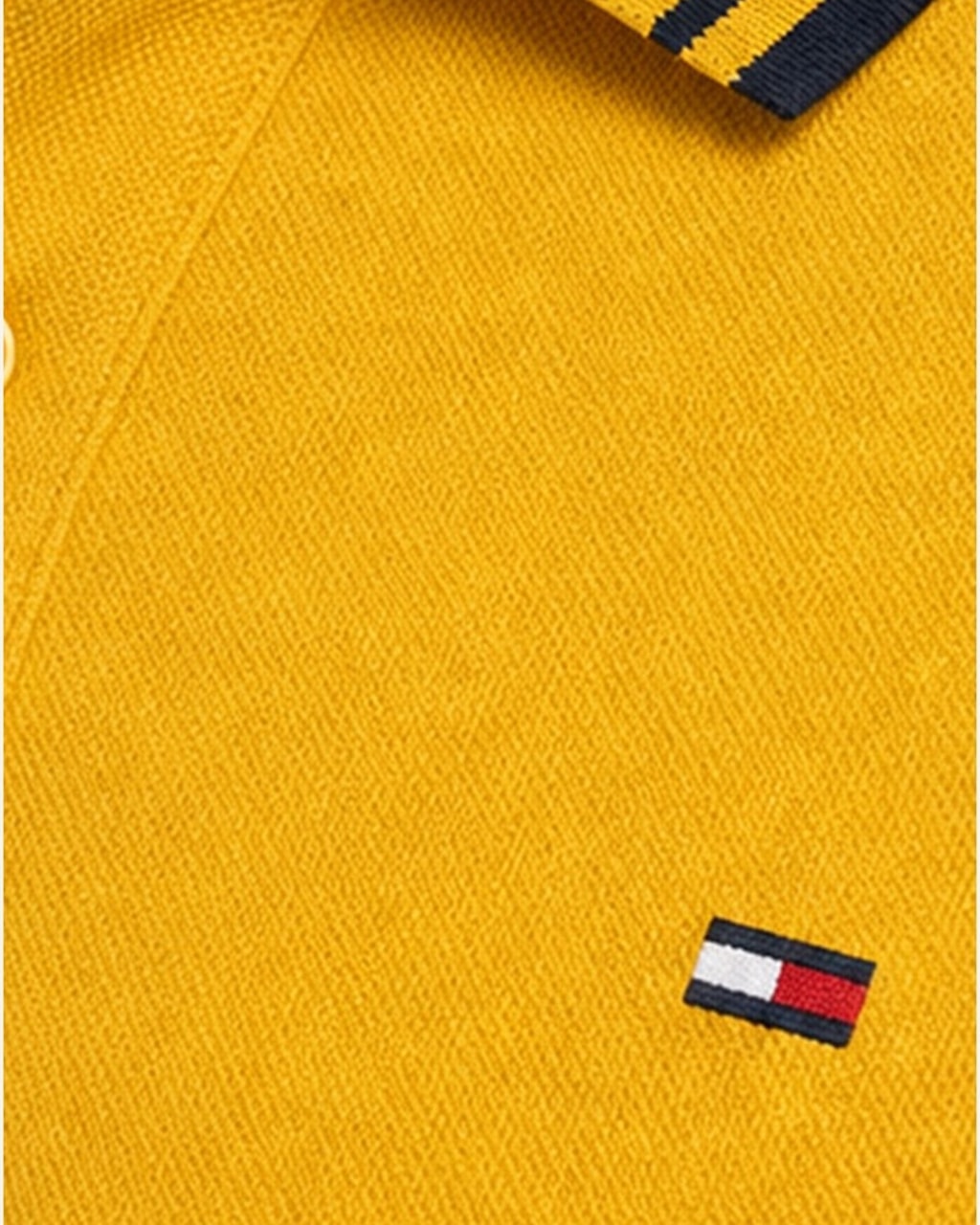 Tommy Premium Plain Lightning Yellow Polo T-Shirt for Men closeup view