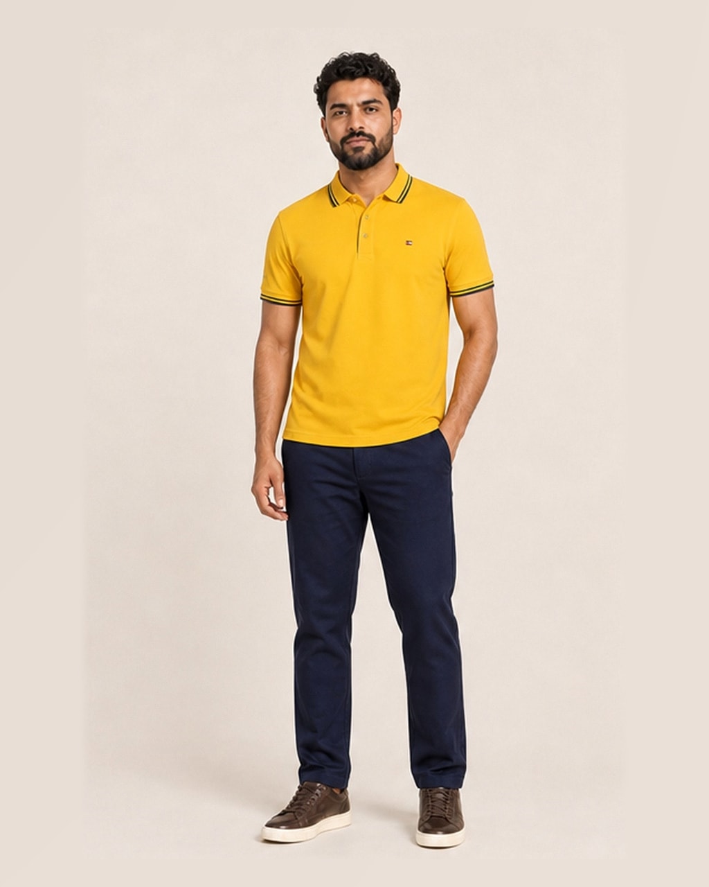 Tommy Premium Plain Lightning Yellow Polo T-Shirt for Men