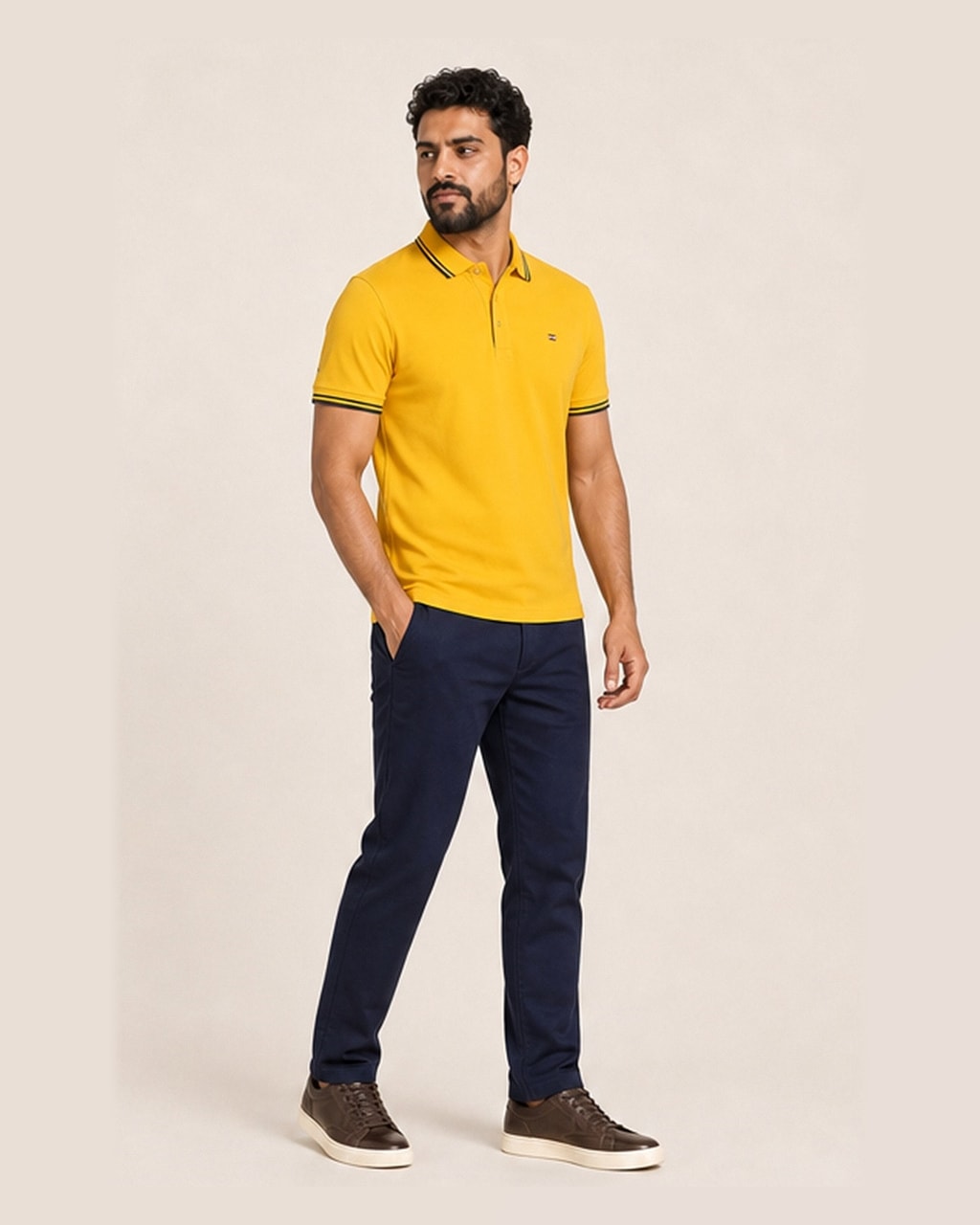Tommy Premium Plain Lightning Yellow Polo T-Shirt for Men side view