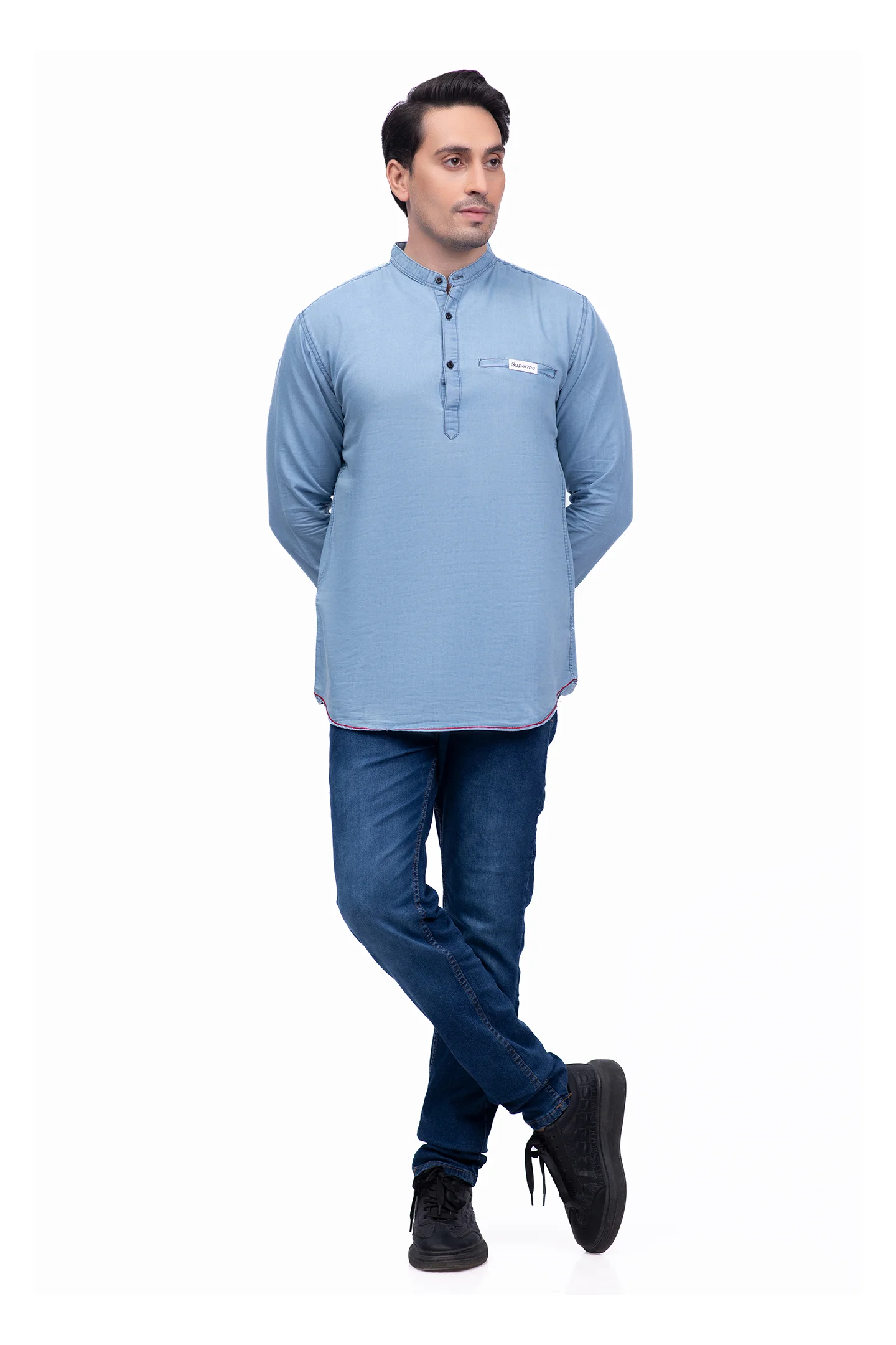 Men Sky Blue Straight Kurta - Embrace Style and Comfort!