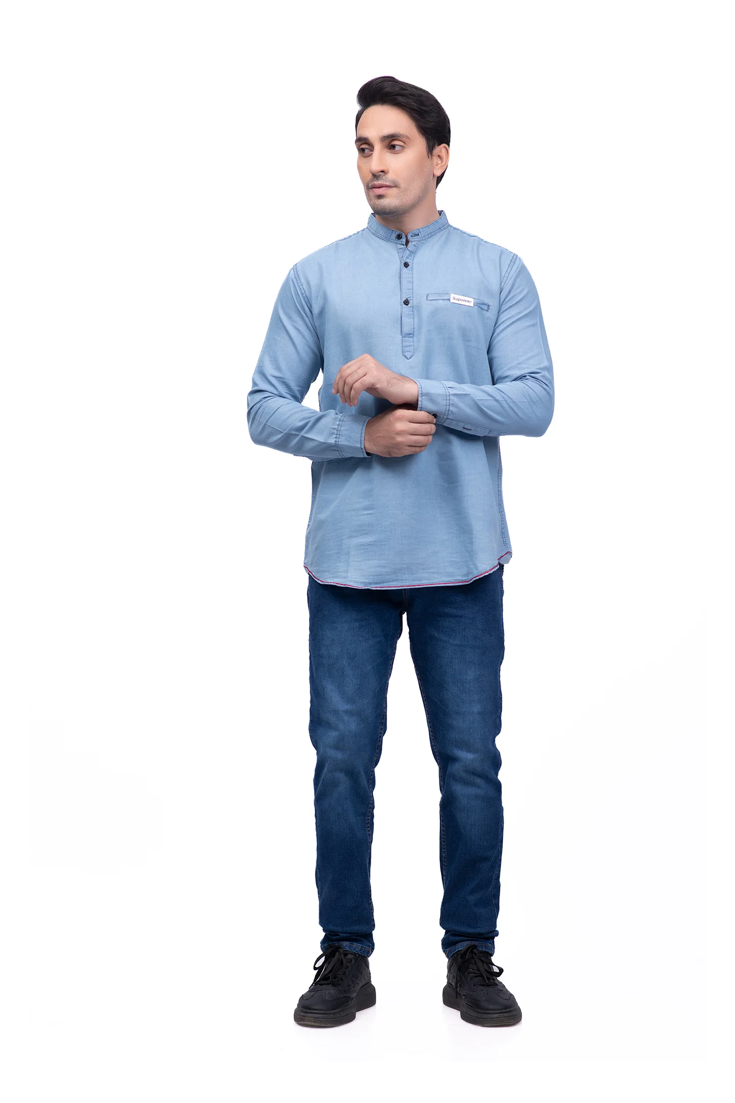 Men Sky Blue Straight Kurta - Embrace Style and Comfort! - Image 2