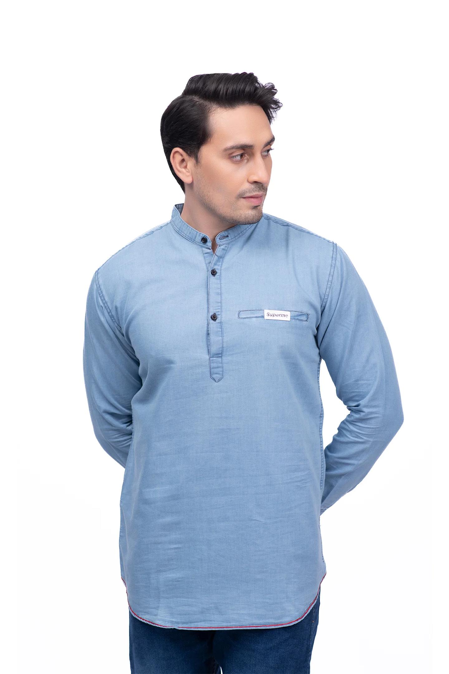 Men Sky Blue Straight Kurta - Embrace Style and Comfort! - Image 3