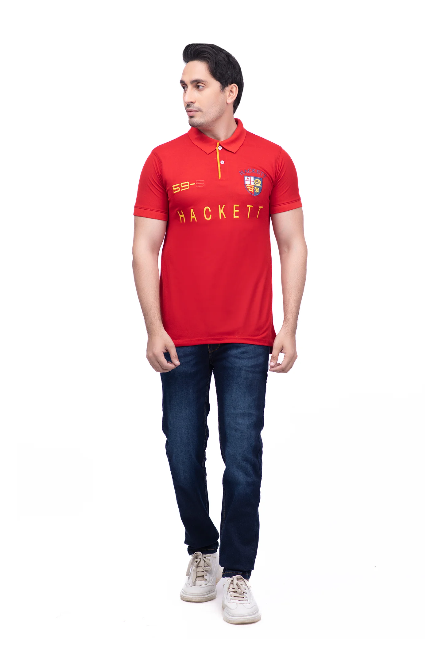 Hackett Lions Patch Classic Fit Red Premium Polo - Image 2