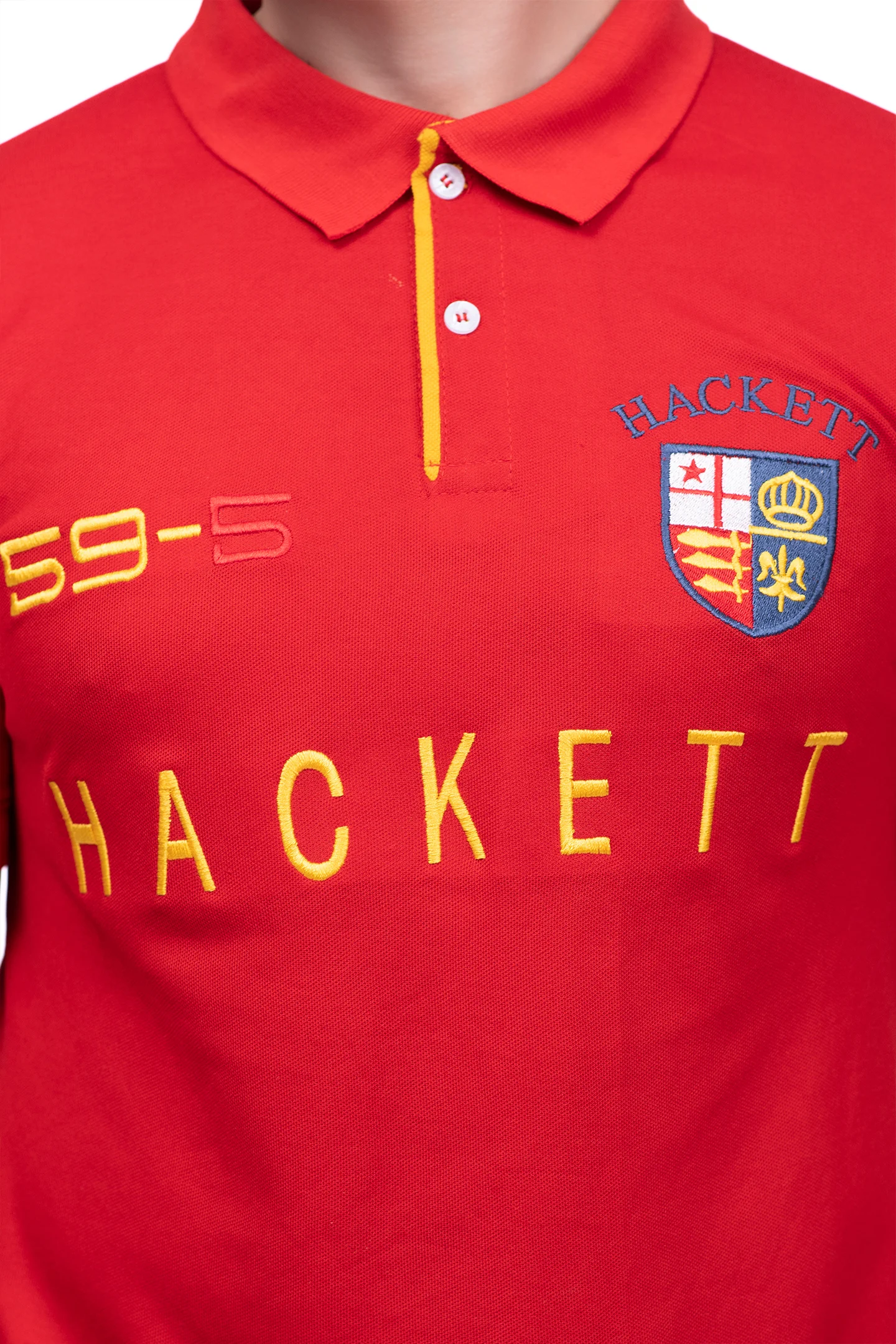 Hackett Lions Patch Classic Fit Red Premium Polo - Image 4