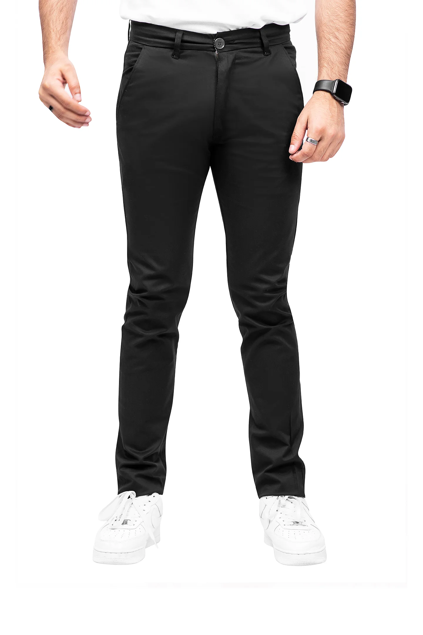 Trendy Men's Cotton Chinos Black Dress Pant